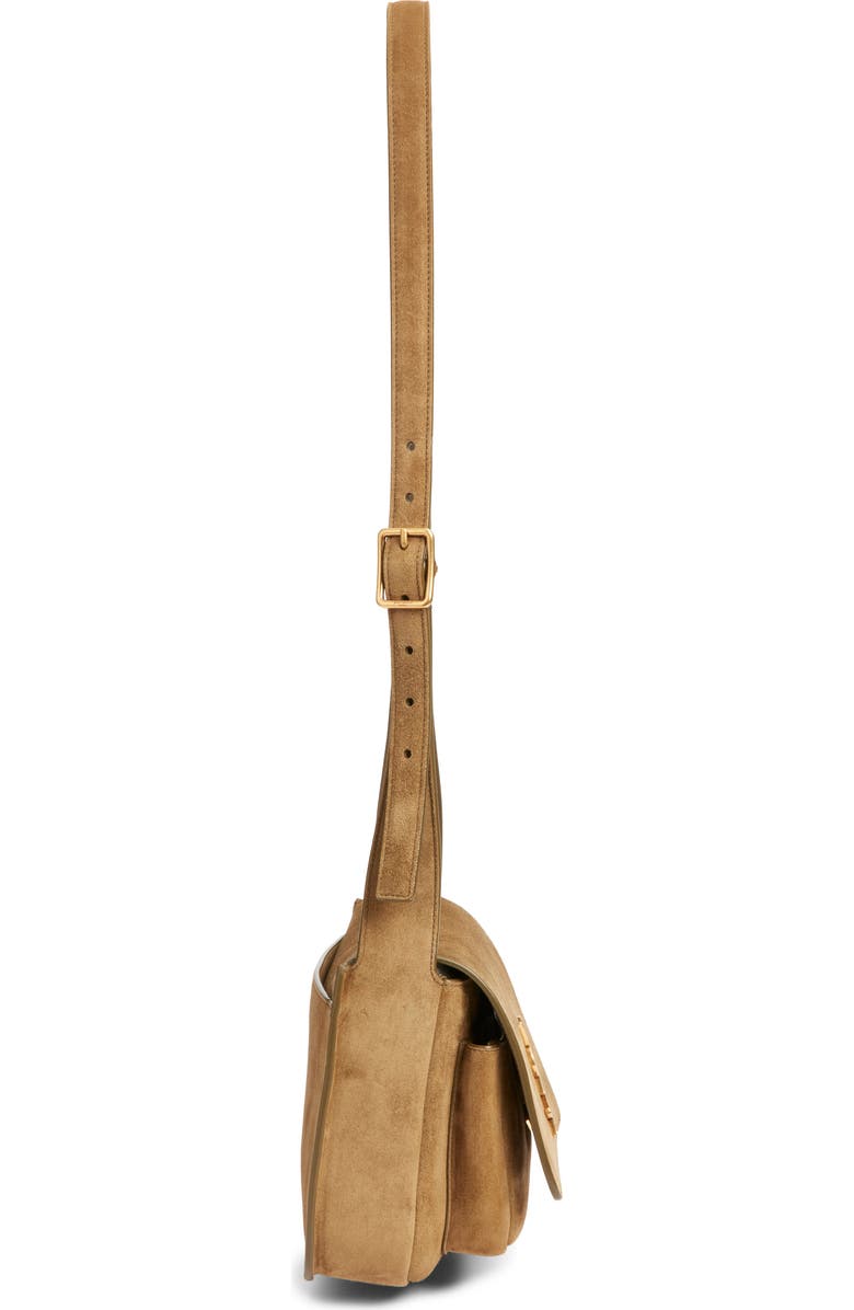 Saint Laurent Niki Suede Crossbody Bag, Alternate, color, Barley Green