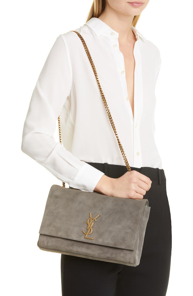 Saint Laurent Kate Supple Reversible Leather Shoulder Bag, Alternate, color,