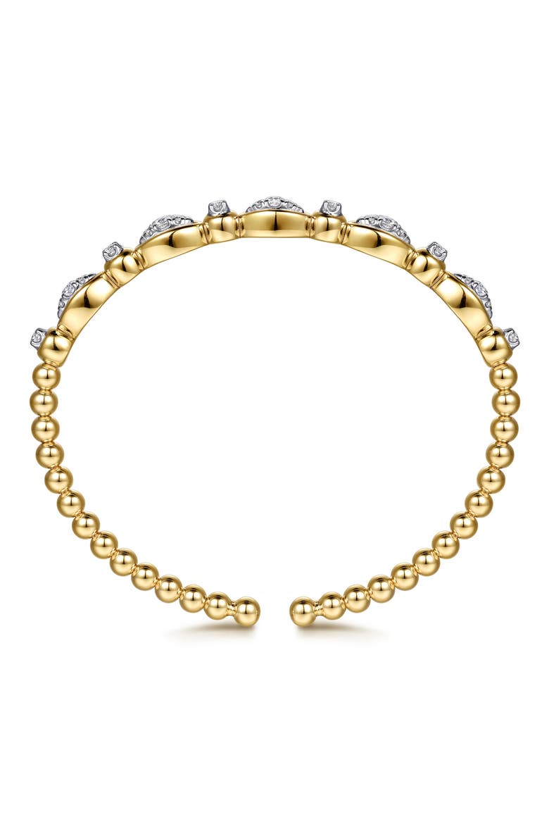 Bujukan Diamond Bezel Beaded Cuff Bracelet, Alternate, color, 14K YELLOW/ WHITE GOLD