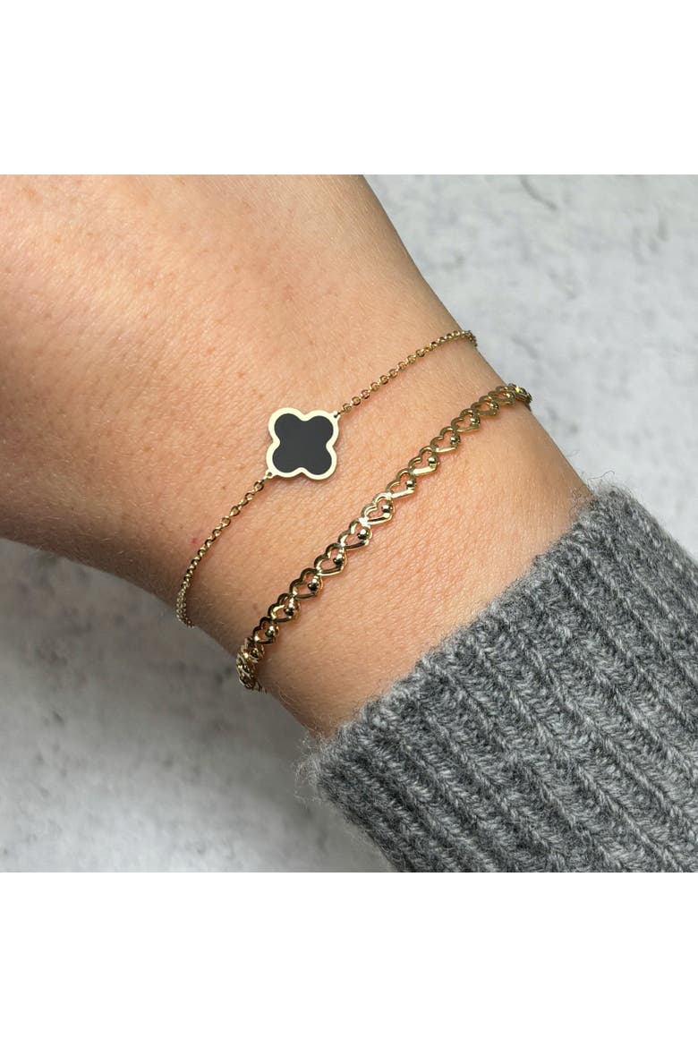Small Onyx Single Clover Bracelet, Alternate, color, Onyx