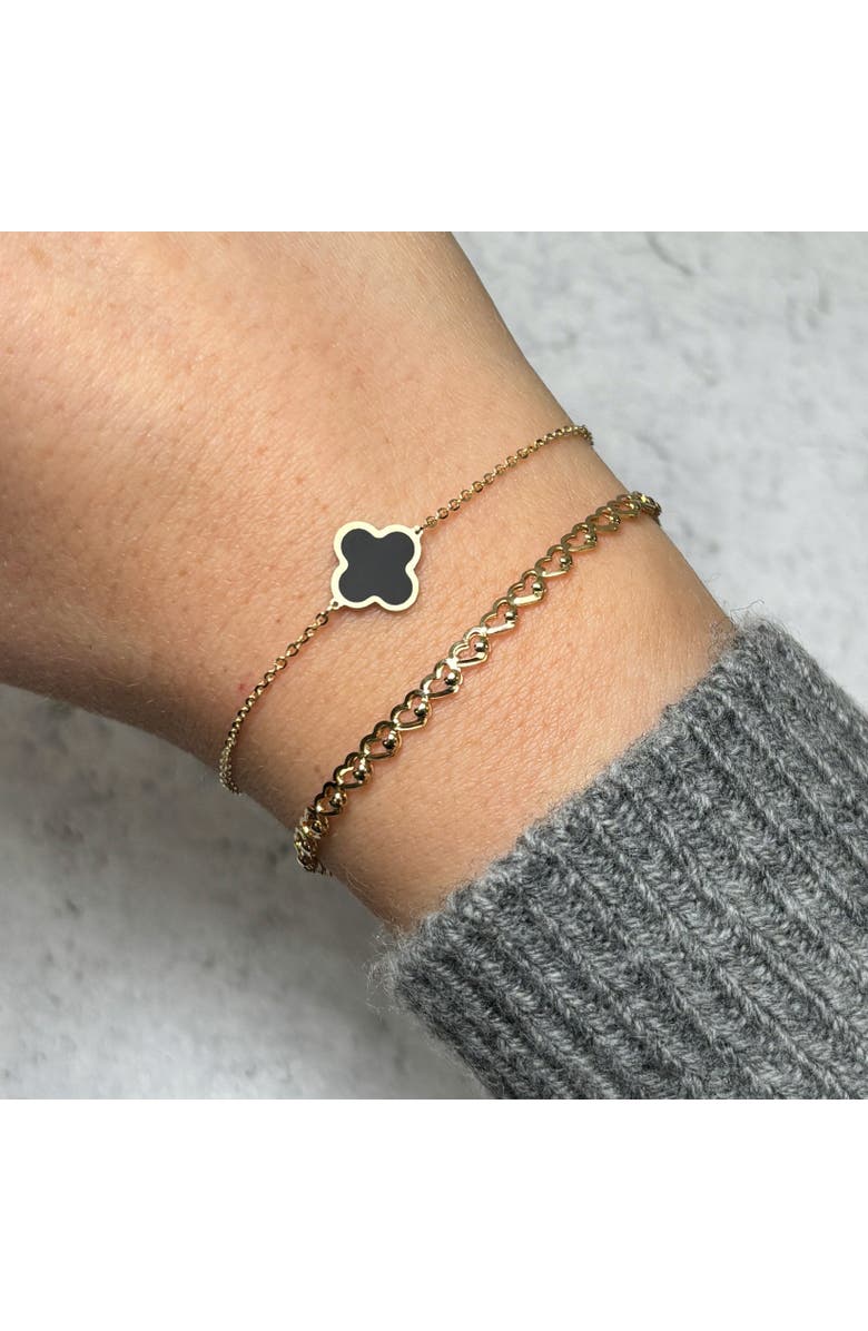 The Lovery Fine Jewelry Small Onyx Single Clover Bracelet, Alternate, color, Onyx