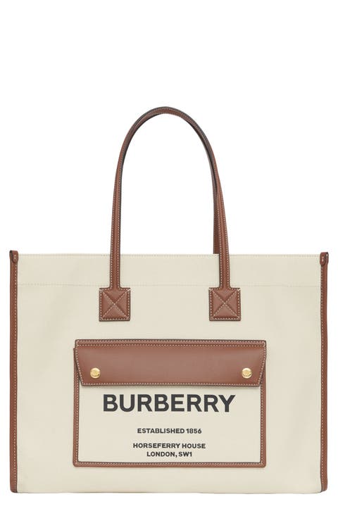 【関税込み】BURBERRY MEDIUM CANVAS TOTE BAG WITH EKD EKD Medium canvas tote bag in grey - Burberry | Mytheresa