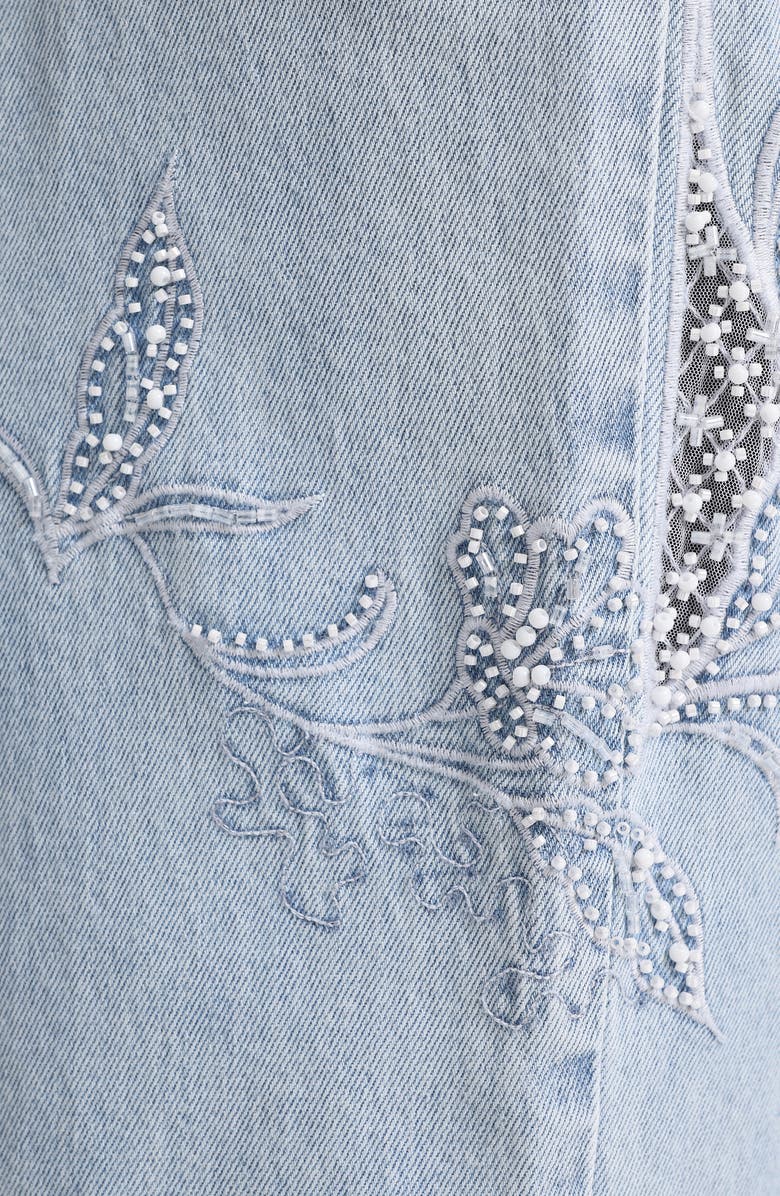 Bayeas Embroidered High Waist Relaxed Straight Leg Jeans, Alternate, color, Light Blue