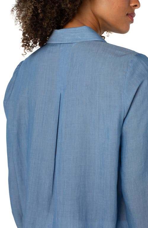 Liverpool Los Angeles Petite Long-sleeve Popover Woven Blouse In Bridgeton Light