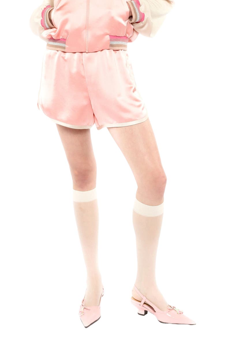 Anna Sui Satin Souvenirs Shorts, Alternate, color, Pastel Pink