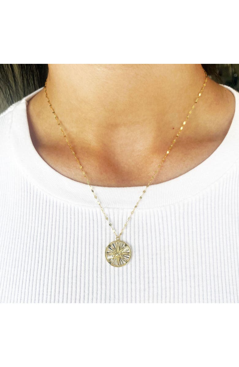 The Lovery Fine Jewelry Gold Compass Medallion Necklace, Alternate, color, Yellow Gold