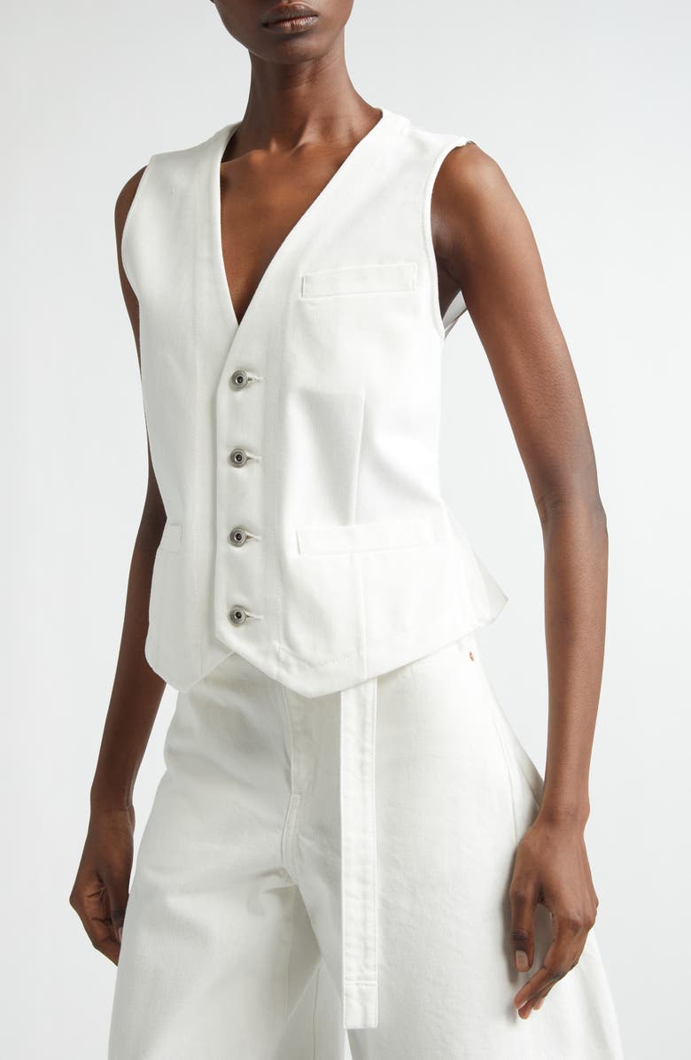 Sacai Denim Vest, Alternate, color, Off White