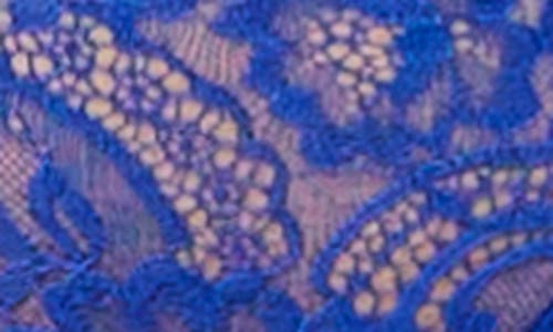 Mapalé Mapale Eyelash Lace Bra, Thong & Garter Belt Set In Blue