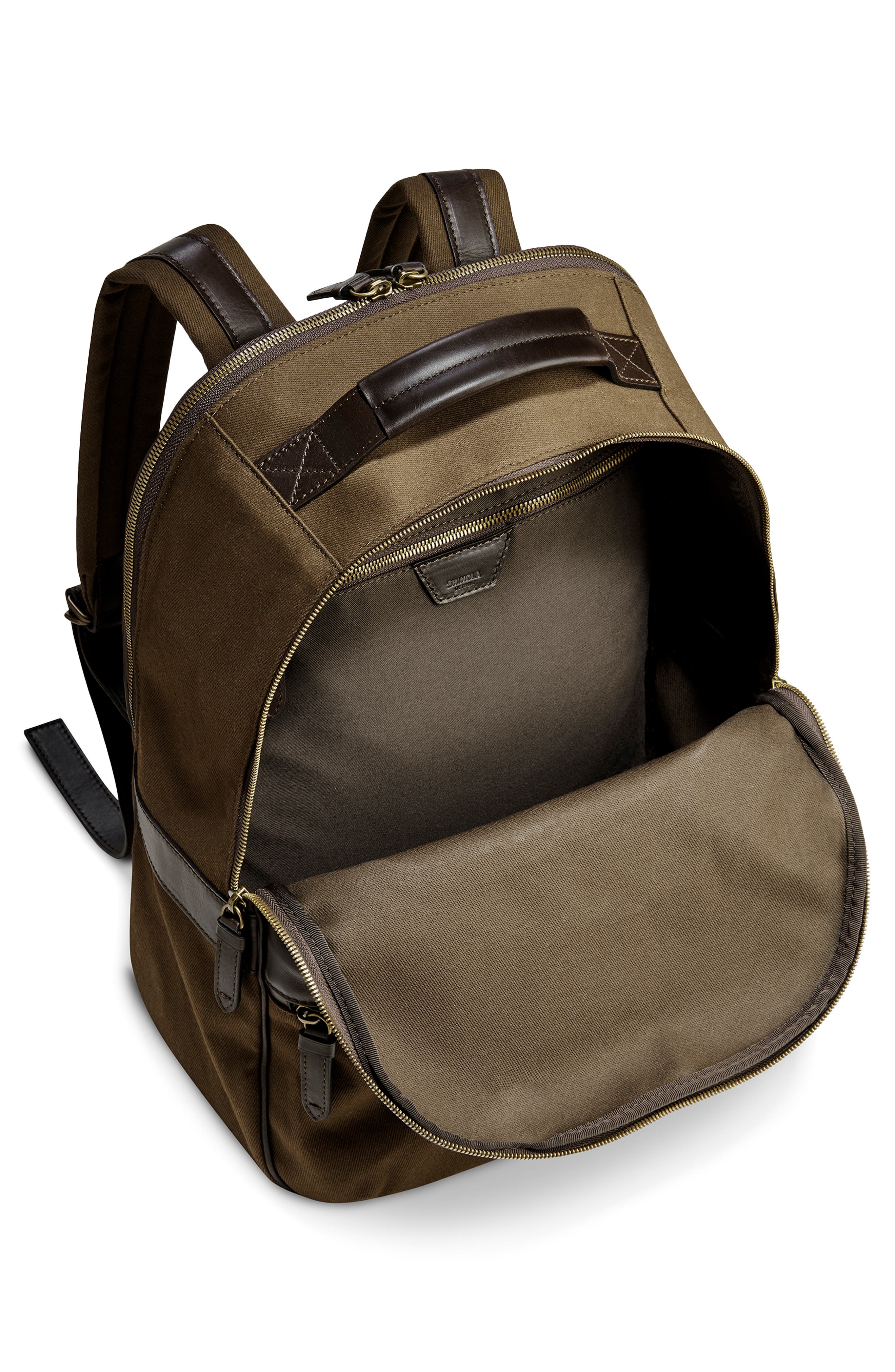 Shinola Runwell Canvas & Leather Laptop Backpack, Alternate, color, 