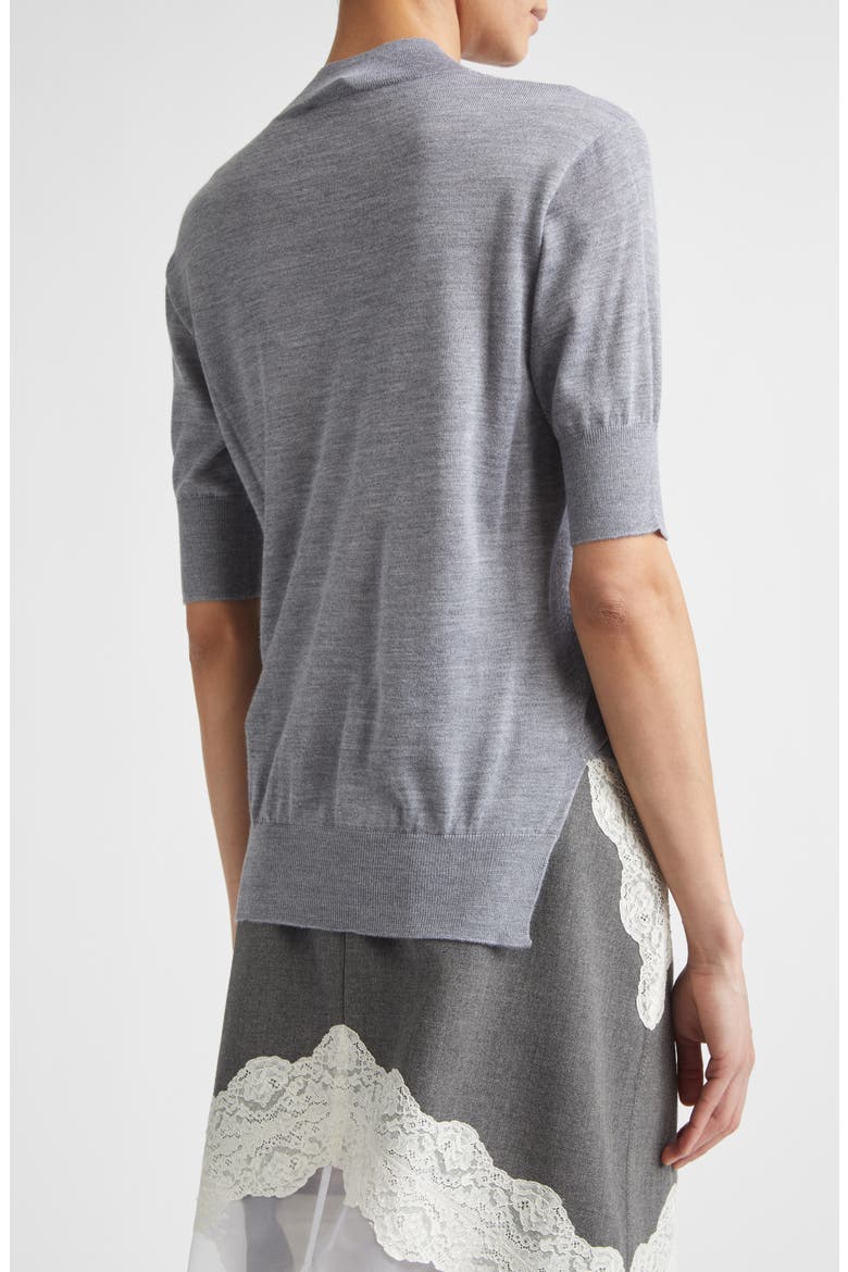 Seamless Short Sleeve Cashmere, Wool & Silk Sweater, Alternate, color, PEBBLE