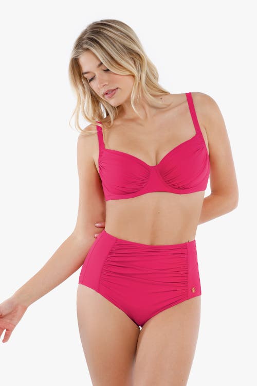 Popilush Shapewear Ruched Tummy Control Bikini Brief In Cerise