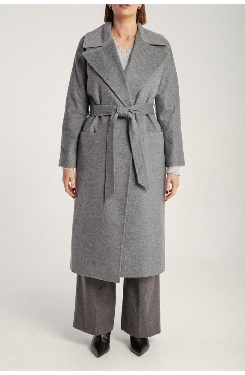1982 Pure Cashmere Wrap Belted Midi Coat, Alternate, color, Mid Grey