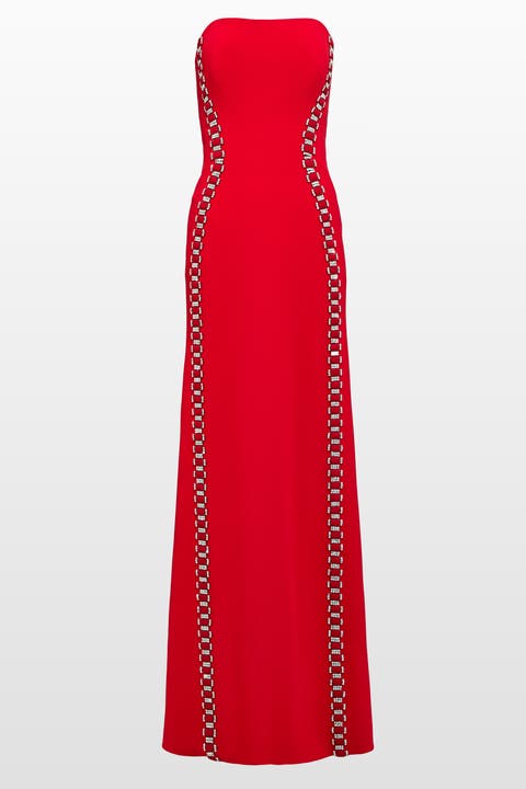 Triumph Crystal-Embellished Strapless Maxi Dress