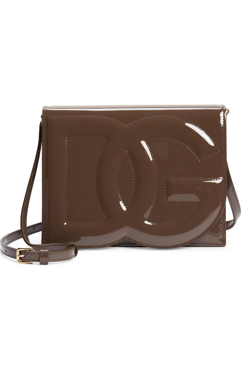 Dolce&Gabbana DG Logo Patent Leather Crossbody Bag, Main, color,