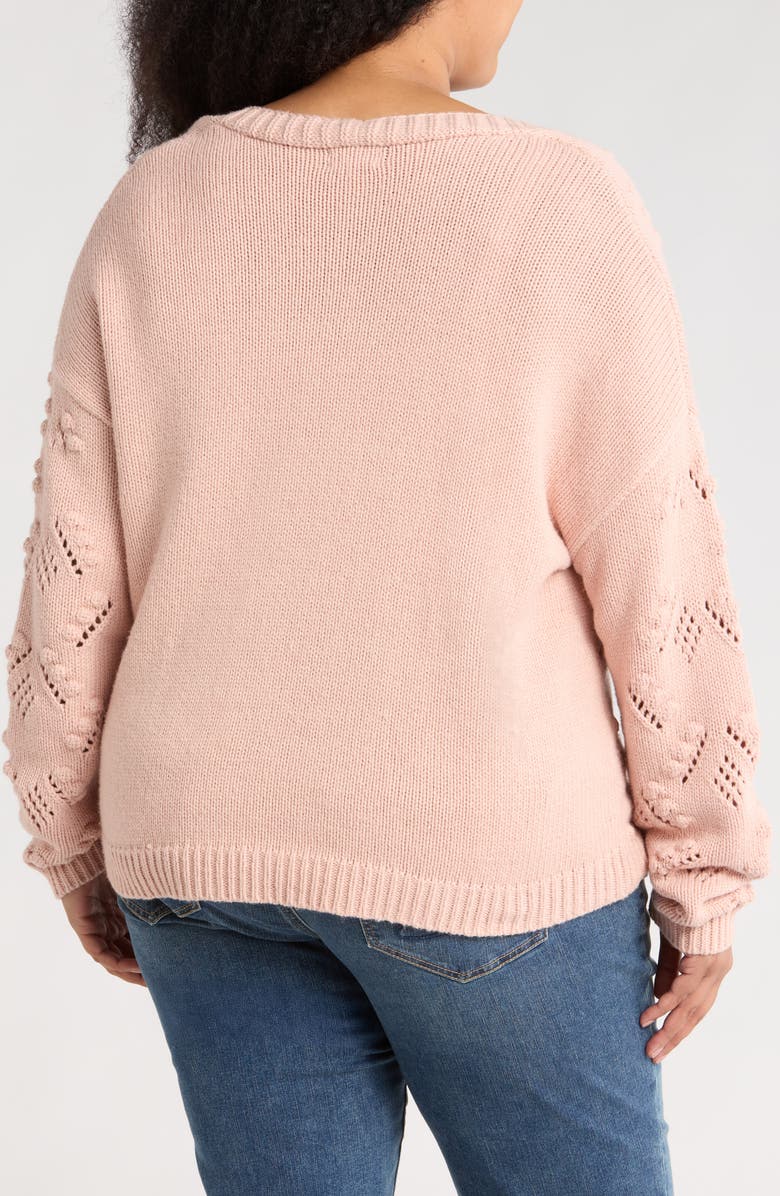 Caslon<sup>®</sup> Open Bubble Stitch Cardigan, Alternate, color, Pink Smoke