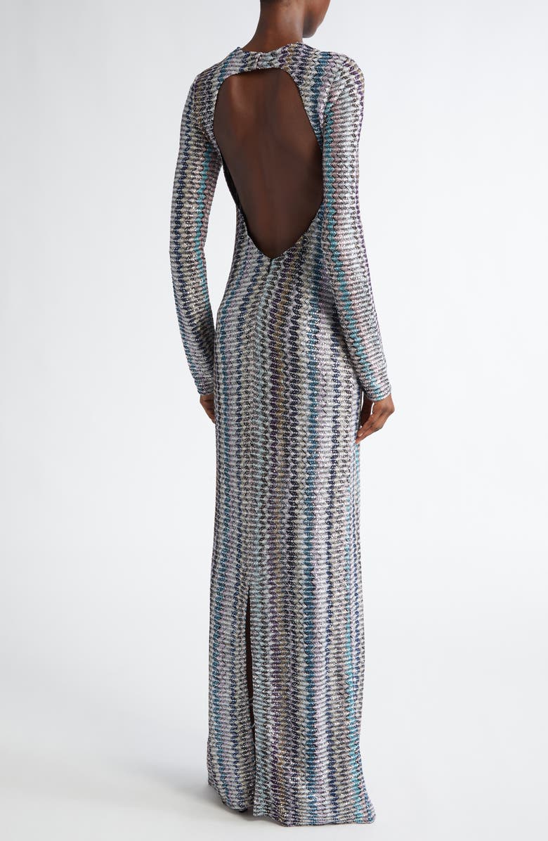 Missoni Sequin Stripe Long Sleeve Knit Dress, Alternate, color, 