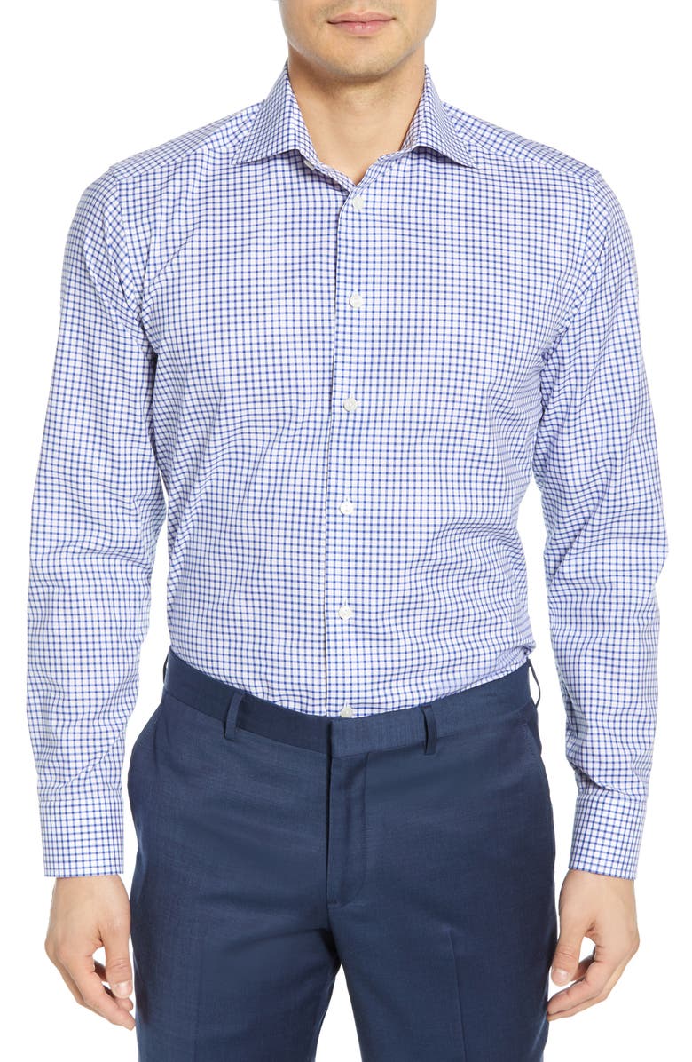 Eton Slim Fit Check Dress Shirt, Main, color, 