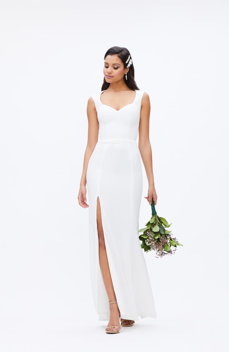 Dress the Population Monroe Side Slit Gown, Alternate, color, White