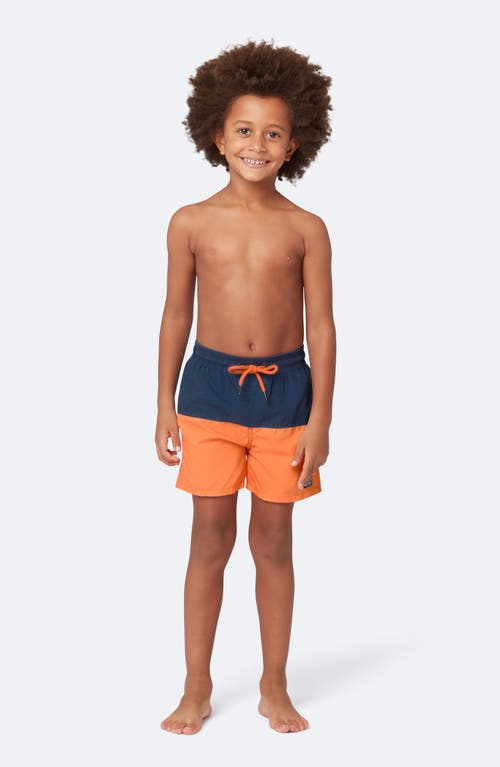 Tom & Teddy Kids' Colorblock Performance Swim Trunks In Blue Orange