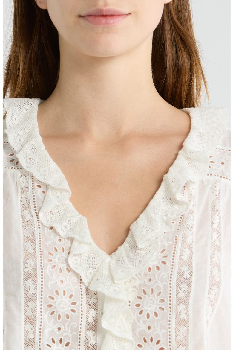 Clairette Eyelet Organic Cotton Voile Top, Alternate, color, SALT