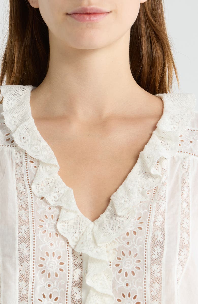 DÔEN Clairette Eyelet Organic Cotton Voile Top, Alternate, color, Salt