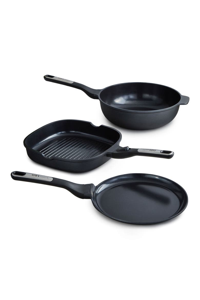 Leo Phantom 3-Piece Cookware Set, Main, color, BLACK