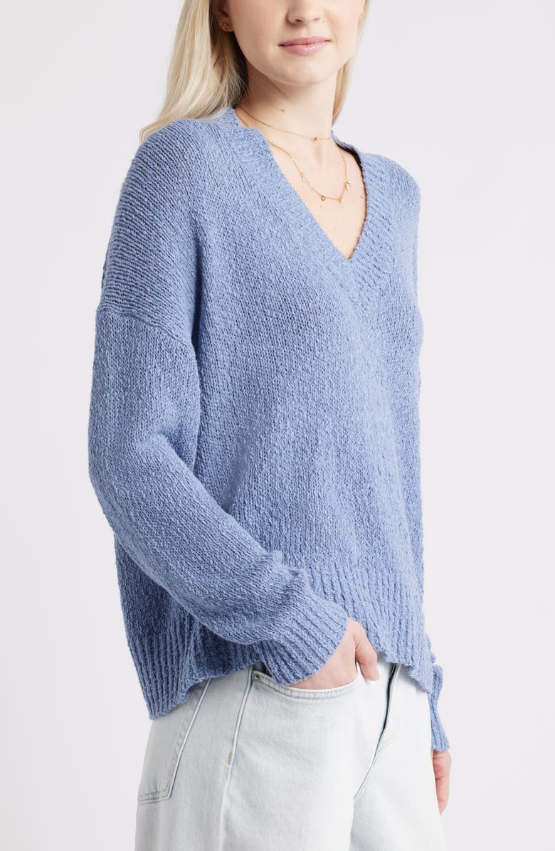 BP. Oversize V-Neck Sweater, Alternate, color, Blue Troposphere