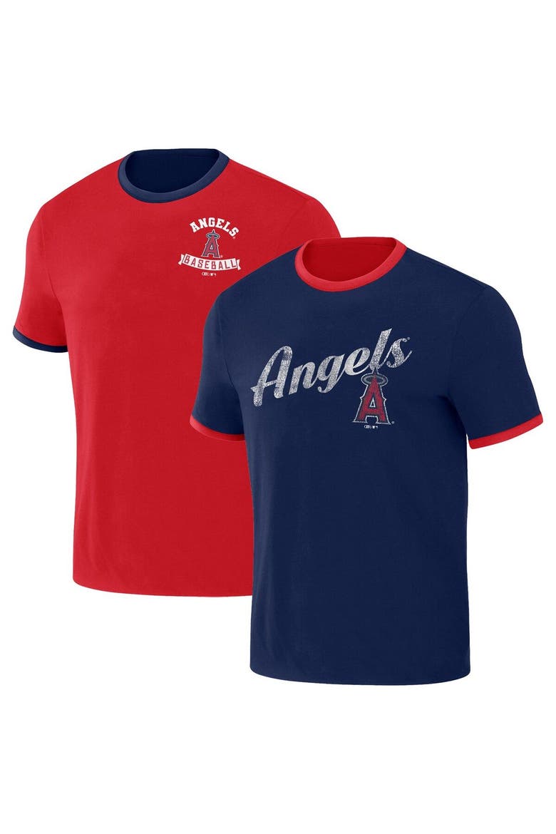 Men's Darius Rucker Collection by Fanatics Red/Navy Los Angeles Angels Two-Way Ringer Reversible T-Shirt, Main, color, Red