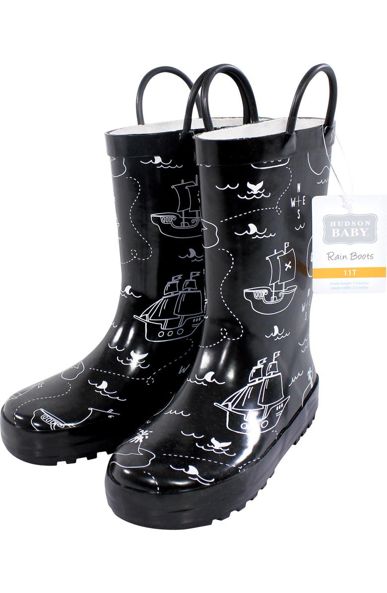 Hudson Baby Rain Boots for Kids, Alternate, color, Fun Pirate