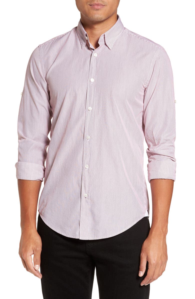BOSS Hugo Boss Rog Stripe Trim Fit Sport Shirt, Main, color,