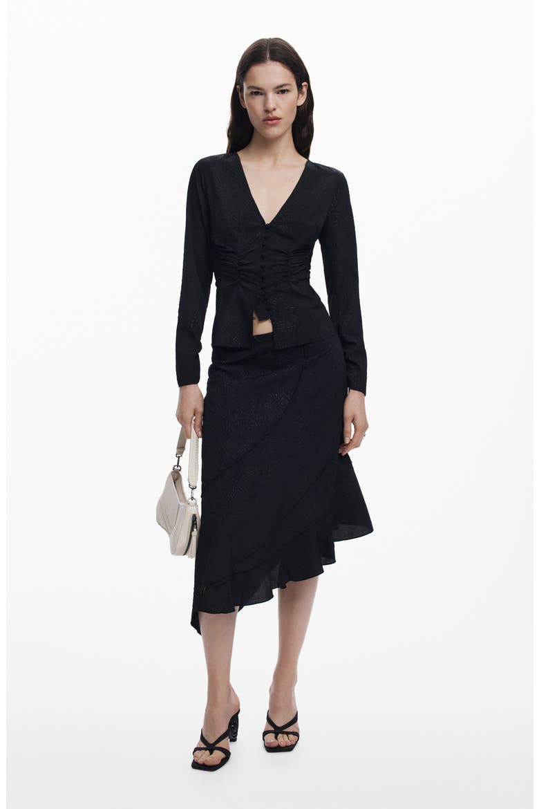 Ruched Top, Alternate, color, BLACK