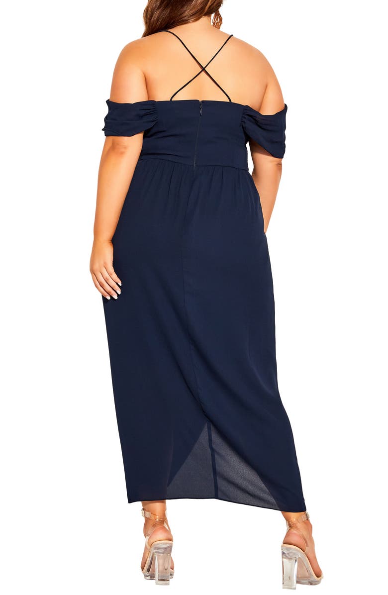 City Chic Entwine Cold Shoulder Dress, Alternate, color, Navy