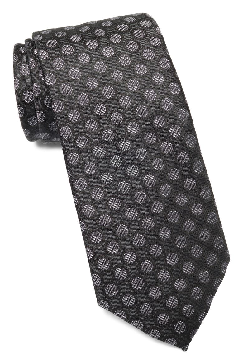 Sorrel Floral Print Tie, Main, color, BLACK