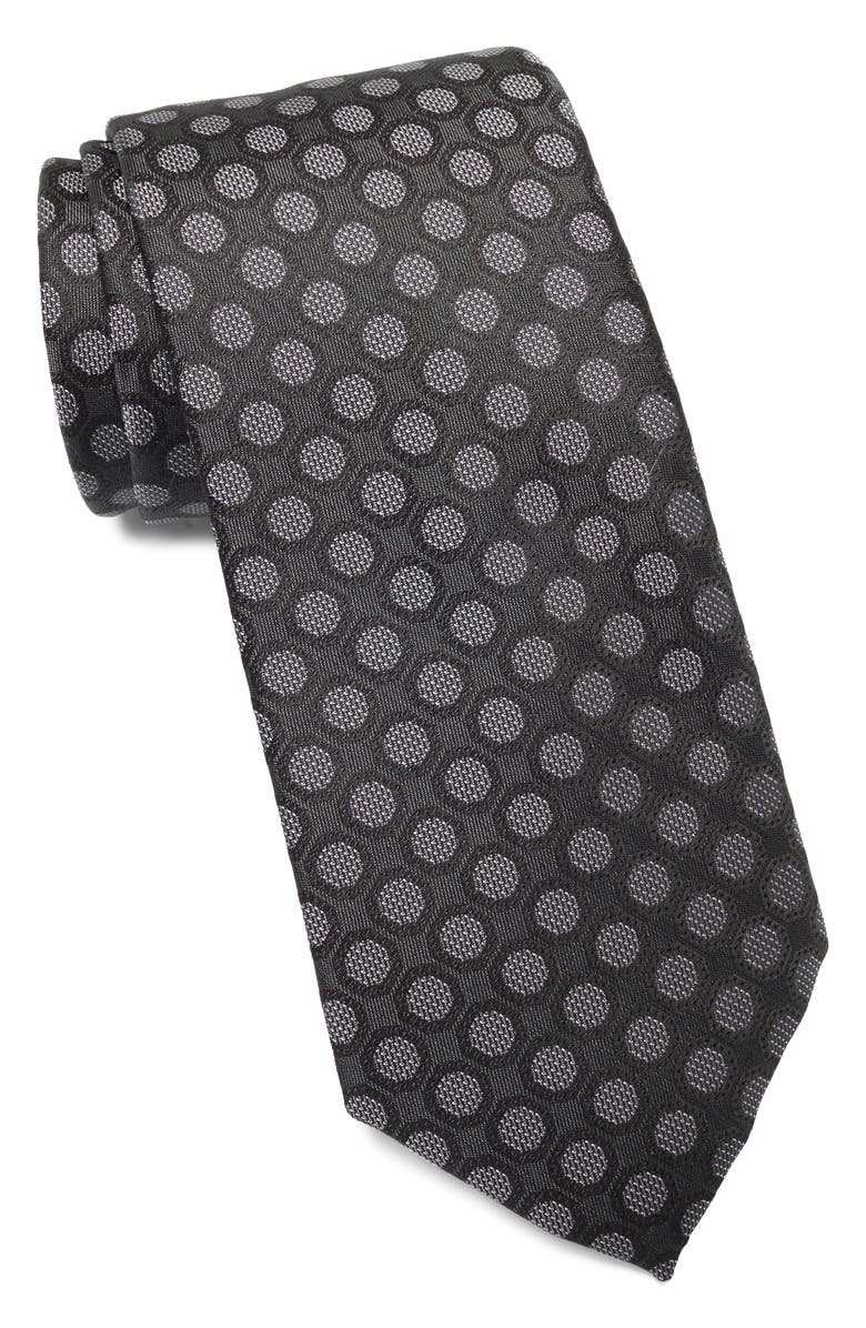 Michael Kors Sorrel Floral Print Tie, Main, color, Black