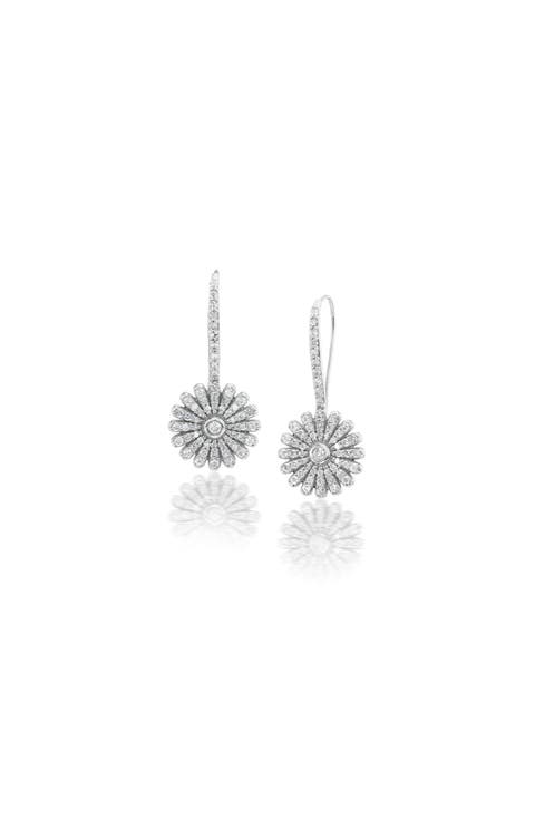 Diamond Daisy Drop Earrings
