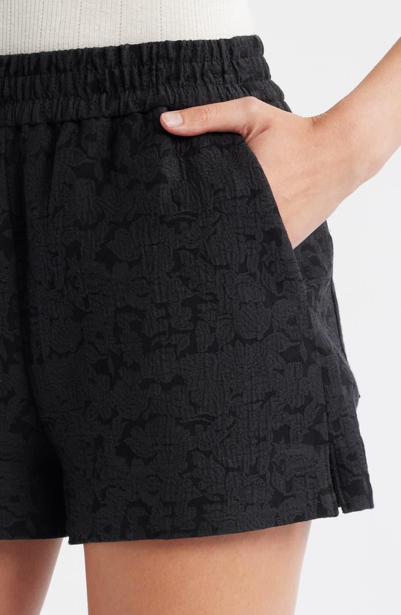 & Other Stories Floral Jacquard Shorts, Alternate, color, Black Dark