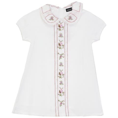 Embroidered Linen Dress with Lace Collar (Toddler, Little Kid & Big Kid)