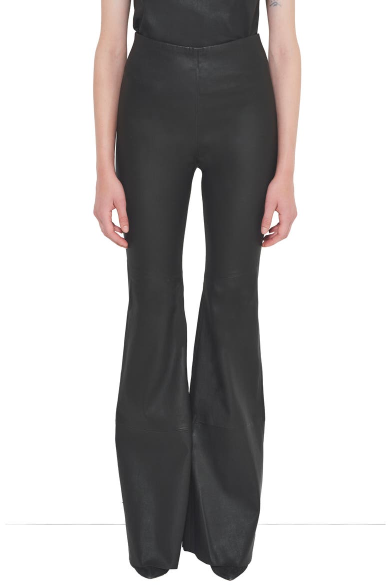 Kat Stretch Leather Bell Leggings, Main, color, Black