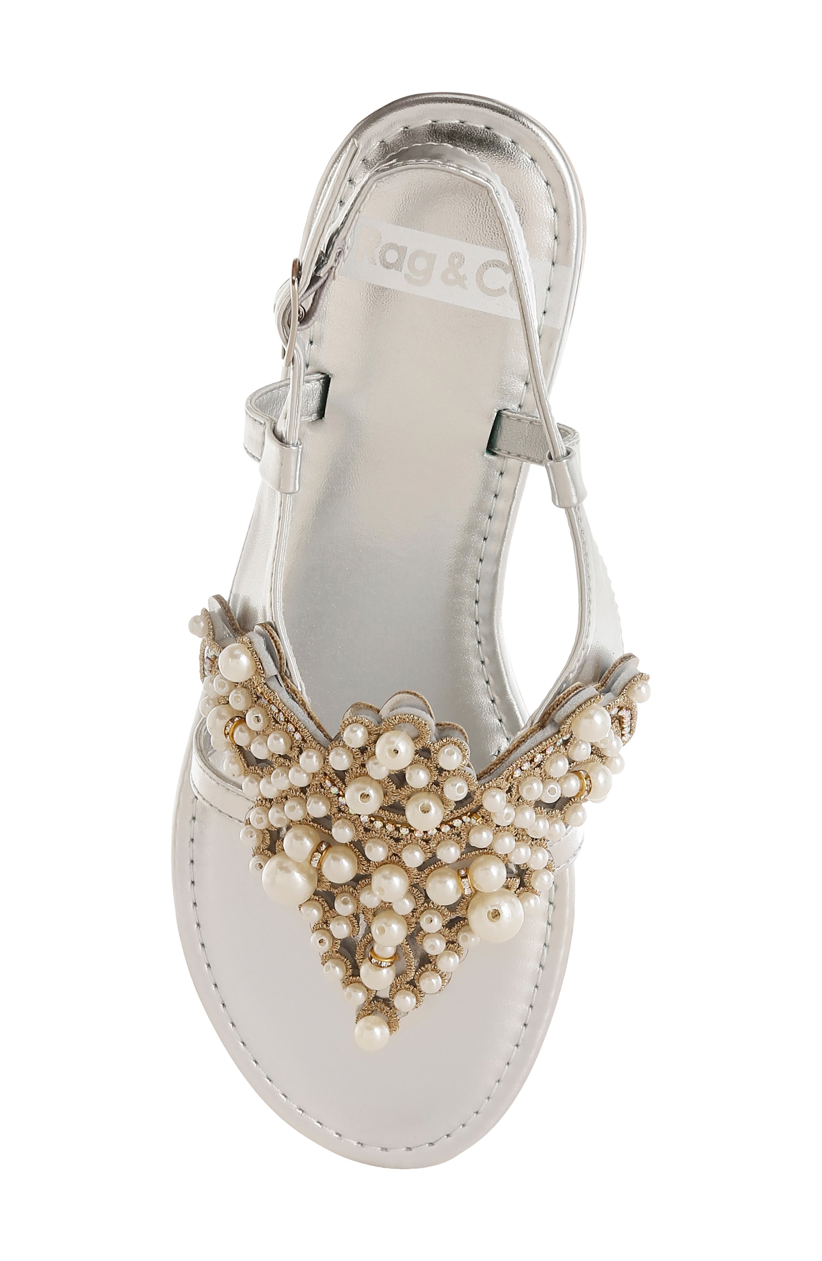 Rag & Co Opazie Faux Pearl Sandal, Alternate, color, 