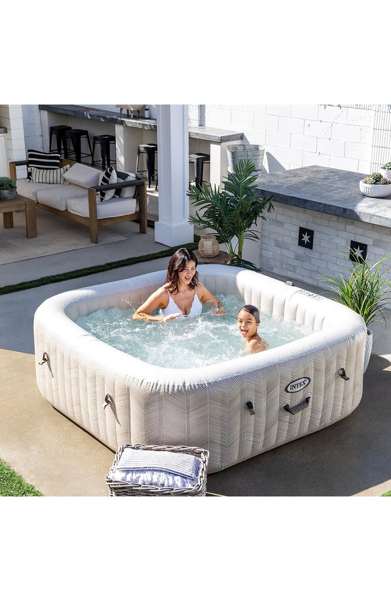Intex Purespa Chevron Deluxe 6Person Inflatable Hot Tub, 77" Square, Jets, Alternate, color, 
