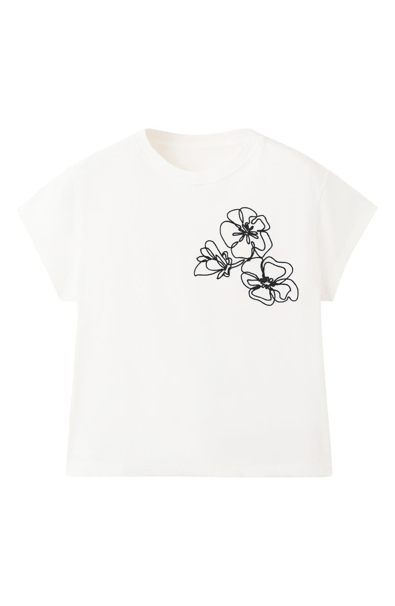 MANGO Floral Embroidered T-Shirt, Alternate, color, Off White