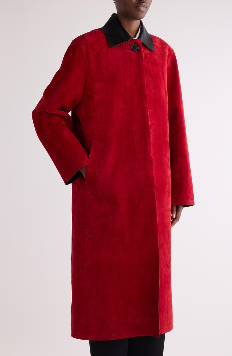 Givenchy Long Suede Coat, Alternate, color, Red