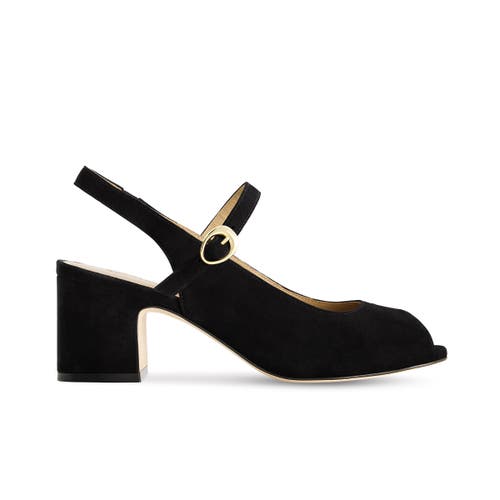 Bernardo Suede Mary Jane Peep Slingback Pumps