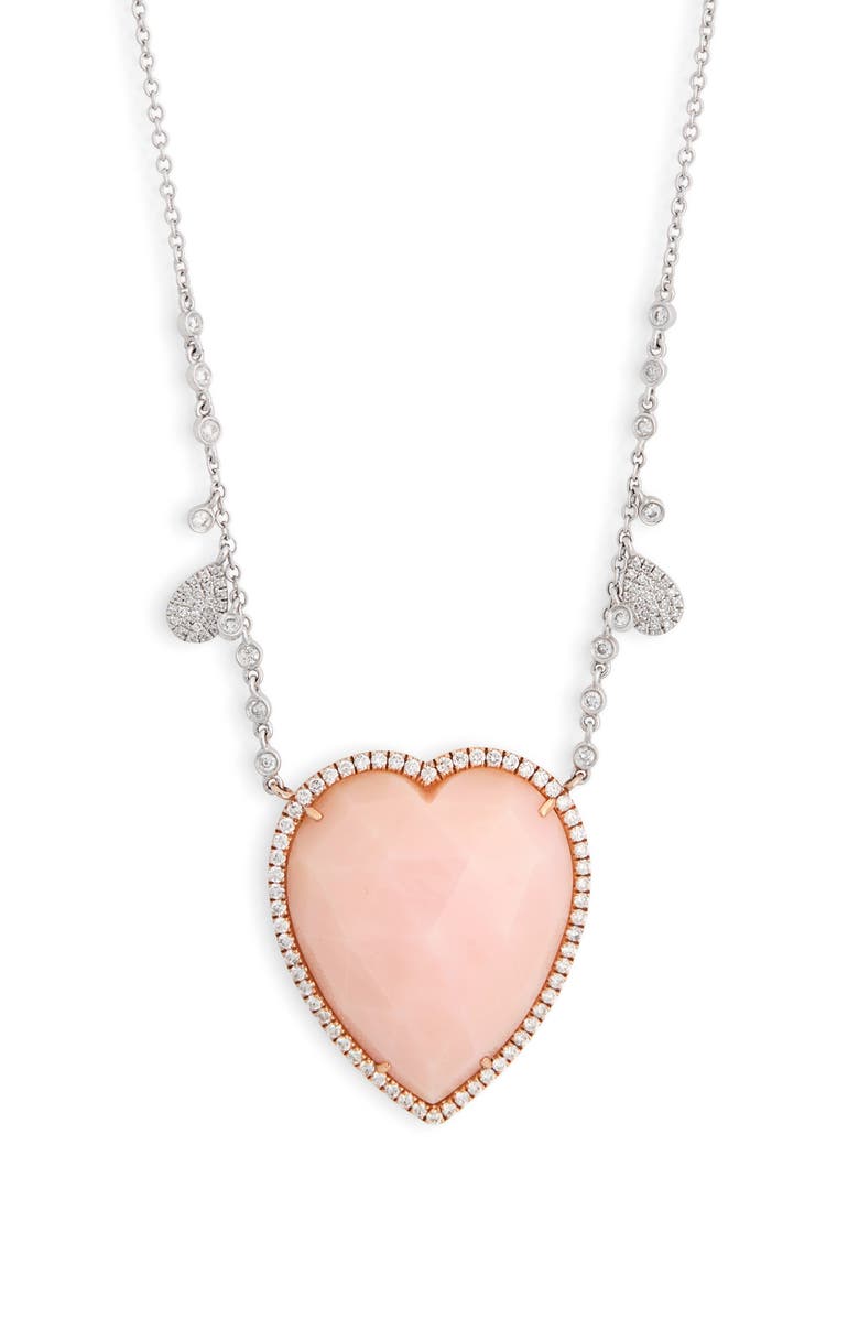 Meira T Pink Opal & Diamond Heart Pendant Necklace - 0.68ct., Main, color,