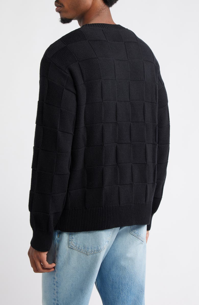 Service Works Check Knit Cotton Crewneck Sweater, Alternate, color, Black