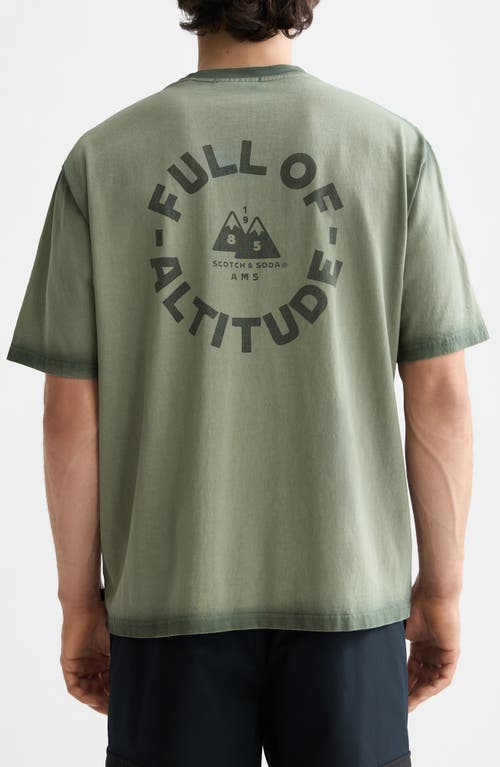 Scotch & Soda Loose Fit Garment Dyed Cotton Graphic T-shirt In Green