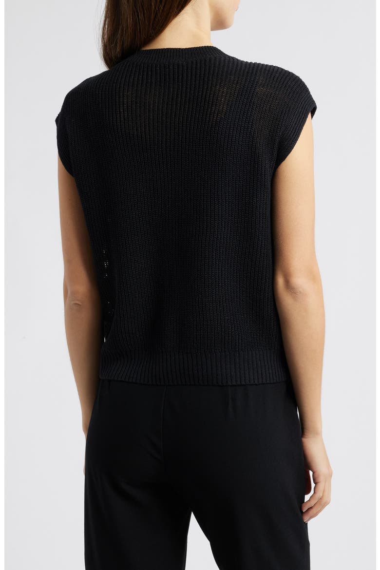 Organic Linen & Organic Cotton Sweater Vest, Alternate, color, BLACK