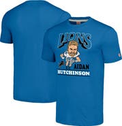 Homage Men's Homage Aidan Hutchinson Heathered Blue Detroit Lions Caricature Player Tri-Blend T-Shirt