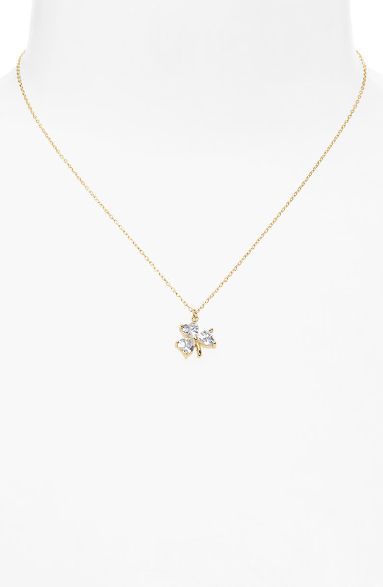 ARGENTO VIVO Cubic Zirconia Clover Pendant Necklace, Alternate, color, Gold