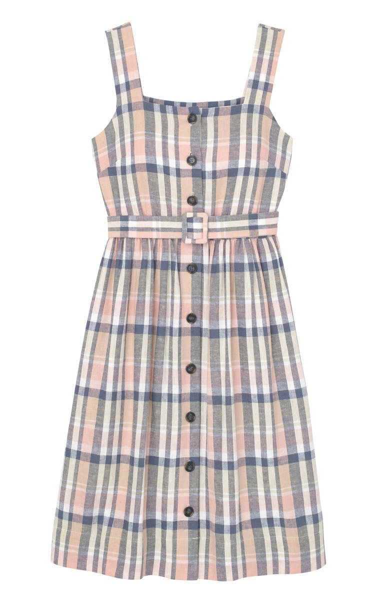 Gal Meets Glam Collection Peyton Belted Linen Blend Sundress, Alternate, color, 